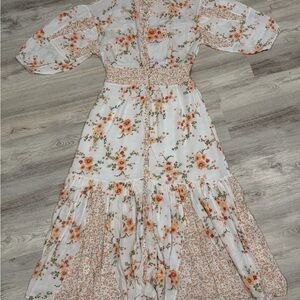 Floral White and Orange Peach  Women's Dress from Macy’s